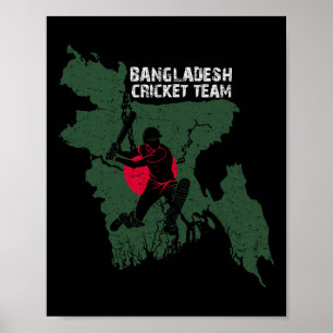 Affiche Joueur de cricket du Ngladesh Drapeau Maillot Cart