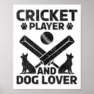 Affiche Joueur de cricket et amoureux des chiens - Proprié