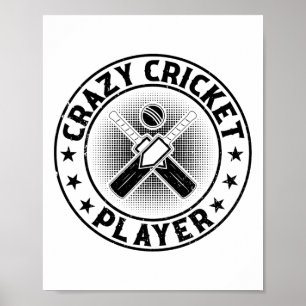 Affiche Joueur de cricket fou - Joueur de cricket joueur d