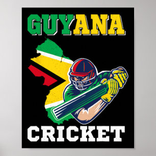 Affiche Joueur de cricket guyanien maillot drapeau guyana 