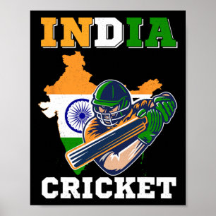Affiche Joueur de cricket indien Maillot de drapeau Sports