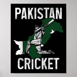 Affiche Joueur de cricket pakistanais Drapeau pakistanais