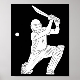 Affiche Joueur de cricket silhouette Tsman Cricketeers Tte