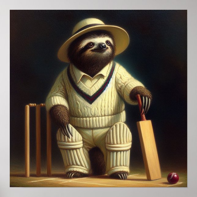 Affiche Joueur de cricket Sloth (Devant)