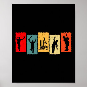 Affiche Joueur de cricket vintage rétro 