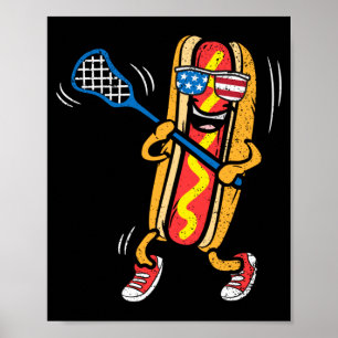 Affiche Joueur de crosse Hot-Dog 4 juillet Sport