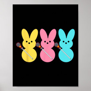 Affiche Joueur de crosse mignon lapin enfants garçons Pâqu