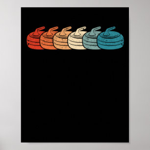 Affiche Joueur de curling Vintage rétro Curler glace d'hiv