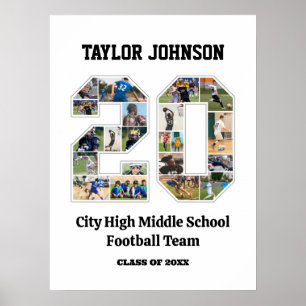 Affiche Joueur de diplôme d'école Numéro 20 Photo Collage