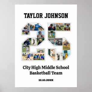 Affiche Joueur de diplôme d'école Numéro 25 Photo Collage