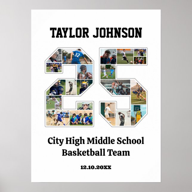 Affiche Joueur de diplôme d'école Numéro 25 Photo Collage (Devant)