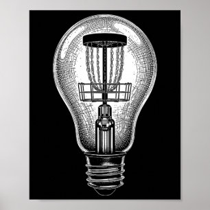 Affiche Joueur de Disc Golf Ampoule Esquisse Bonne Idée Go