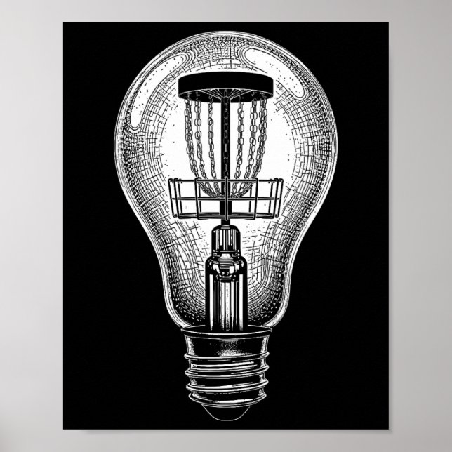 Affiche Joueur de Disc Golf Ampoule Esquisse Bonne Idée Go (Devant)