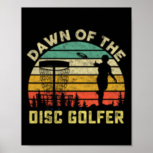 Affiche Joueur de disc golf vintage à l'aube du golfeur de