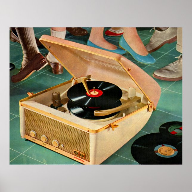 Affiche Joueur de disques portable des années 1950 (Devant)