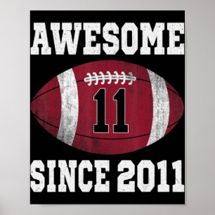 Affiche Joueur de football 11e anniversaire 11 ans Vintage