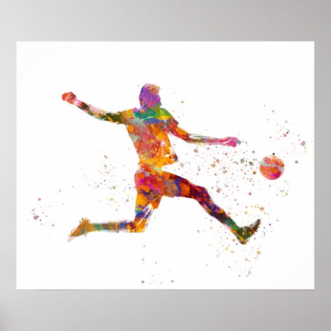 Affiche Joueur de football à l'aquarelle (Devant)
