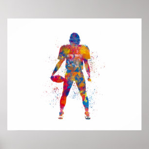 Affiche Joueur de football américain à l'aquarelle