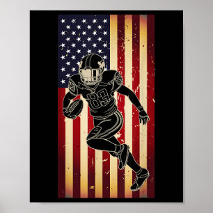 Affiche Joueur de football américain Drapeau États-Unis Fi