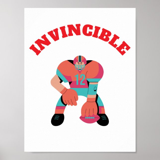 Affiche Joueur de football américain INVINCIBLE Wall art (Devant)