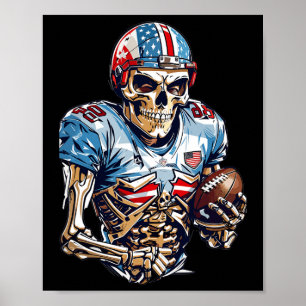 Affiche Joueur de football américain Skeleton Halloween Gr