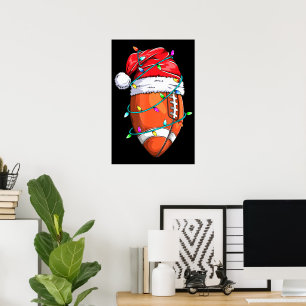Affiche Joueur de football avec chapeau de Père Noël à Noë