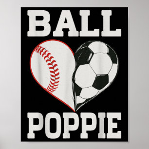 Affiche Joueur de football de baseball Ball Poppie Cœur Am