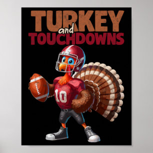 Affiche Joueur de football drôle dinde et touchés de Thank