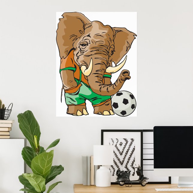 Affiche Joueur de football éléphant Funny Sport animal (Créateur téléchargé)