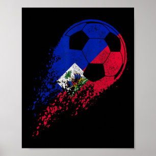 Affiche Joueur de football haïtien Fierté du drapeau haïti