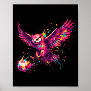 Affiche Joueur de football hibou art peinture éclaboussure