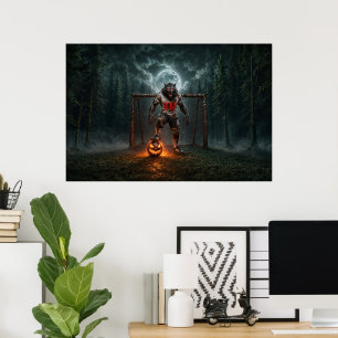 Affiche Joueur de football Loup-Garou Art Horreur Hallowee