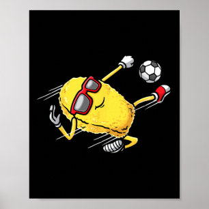 Affiche Joueur de football Nugget de poulet jouant au foot