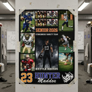 Affiche Joueur de football nuit senior photo collage sport
