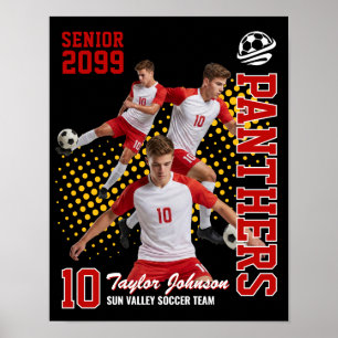 Affiche Joueur de football senior Collage photo personnali