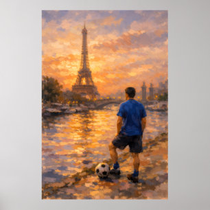 Affiche Joueur de football solitaire près de la Seine