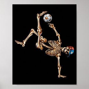 Affiche Joueur de football squelette coup de pied de bicyc
