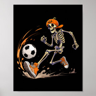 Affiche Joueur de football squelette Tête de citrouille dr
