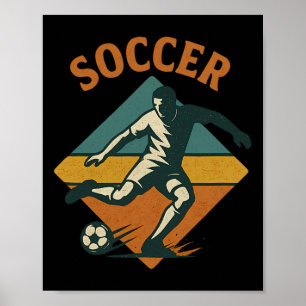 Affiche Joueur de football vintage coup de pied style clic