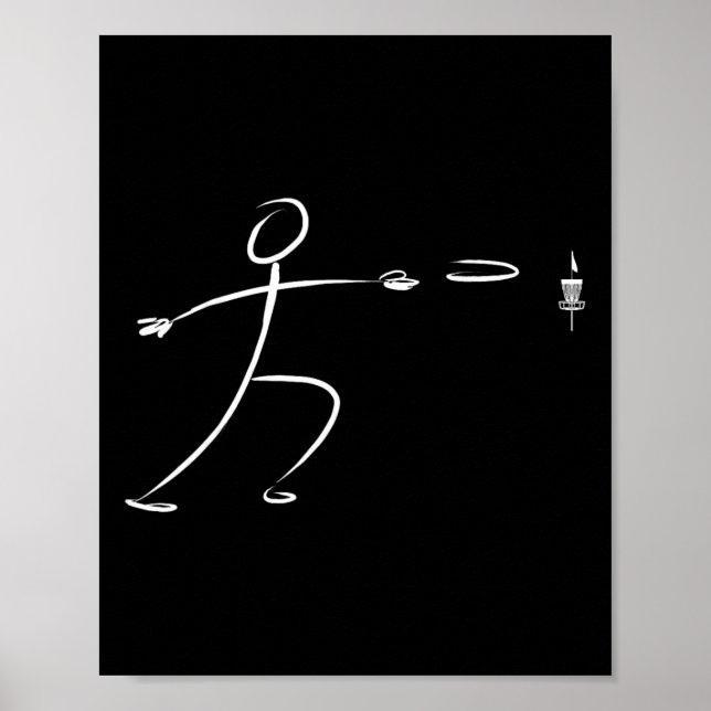 Affiche Joueur de golf à disque Stickman drôle lançant un  (Devant)