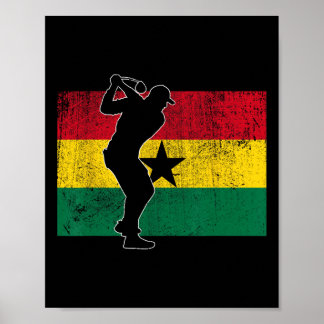 Affiche Joueur de golf golfeur Drapeau ghanéen Ghana
