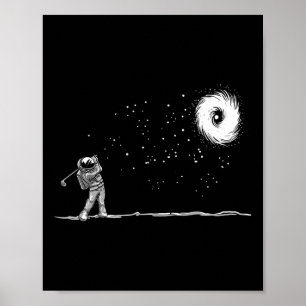 Affiche Joueur de golf spatial astronaute drôle galaxie es