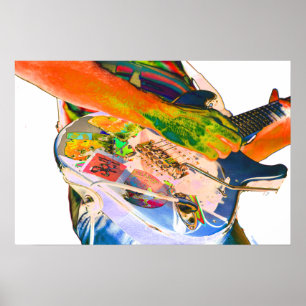 Affiche Joueur de guitare, conception psychadelic de