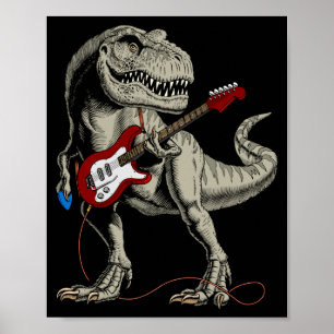 Affiche Joueur de guitare électrique acoustique B Dinosaur