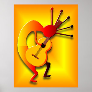 Affiche Joueur de guitare en or