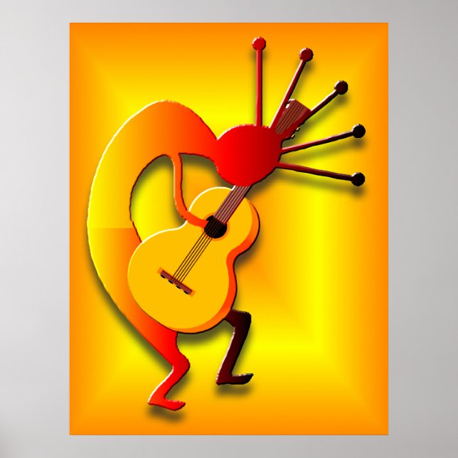 Affiche Joueur de guitare en or (Devant)