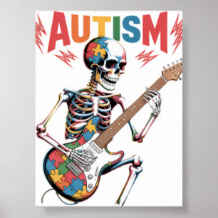 Affiche Joueur de guitare squelette autiste Musique rock A