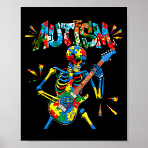 Affiche Joueur de guitare squelette Sensibilisation à l'au