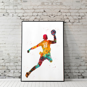 Affiche Joueur de Handball Coloré