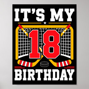 Affiche joueur de hockey 18 ans fete anniversaire 18 ans